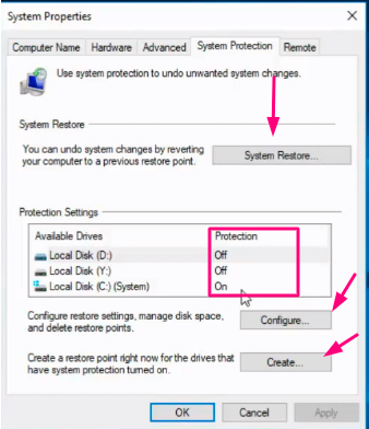 Klik System Protection untuk Restore Windows 10